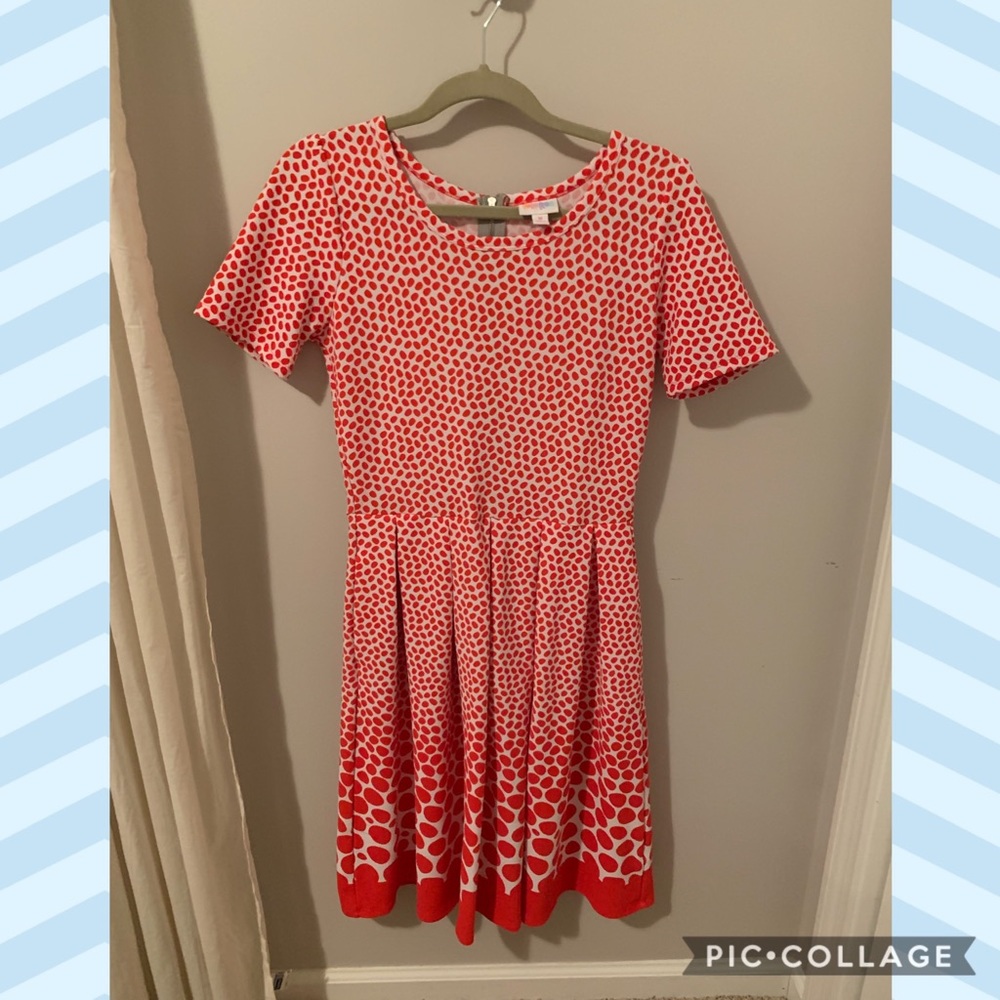 EUC Lularoe Amelia Dress Size M Red & White print